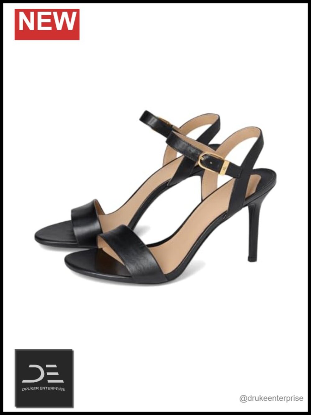 Burnished Leather Heeled Sandals Ankle Strap Padded Insole